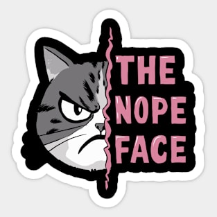 The Nope Face Funny Cat Design Sticker